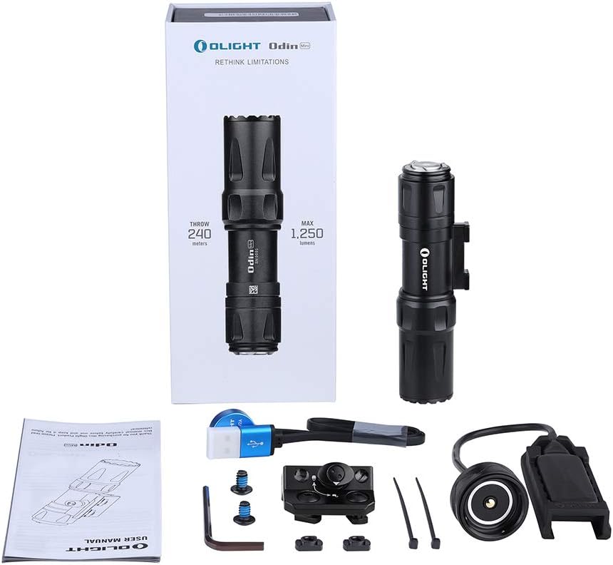 OLIGHT Odin Mini Weaponlight - 1250 Lumens Ultra Compact Rechargeable with Remote Switch | Mlok Mount Included