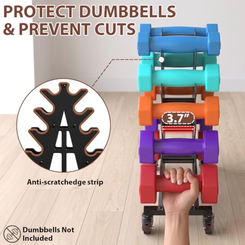 Black 5-Tier Dumbbell Rack Stand with Wheels - Heavy Gauge Steel Home Gym Organizer