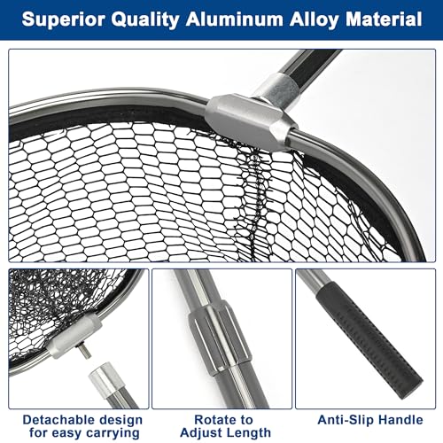 Telescoping Fishing Net with 20-Inch Deep Mesh and Aluminum Handle