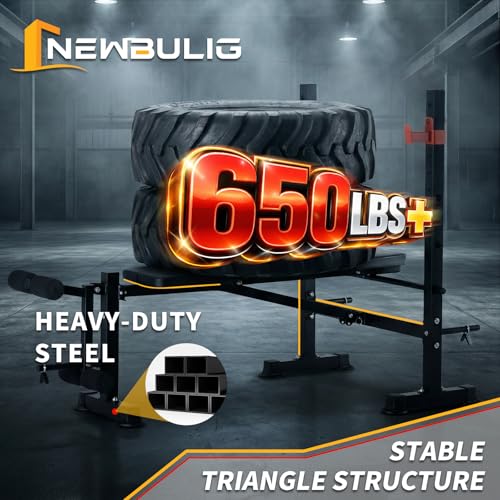 NEWBULIG Adjustable Weight Bench Set - Foldable Heavy Duty 650LBS Black