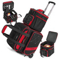 Red 2-Ball Bowling Bag with Wheels and Detachable Tote - Organizing and Transport