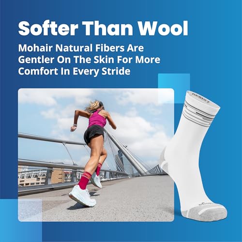 Balega No Show Medium Crew Athletic Running Socks - White, Blister Resistant