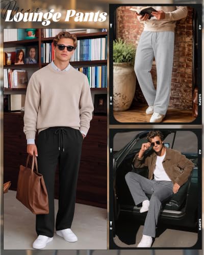 Men's Baggy Lightweight Sweatpants - Neer 4 Pack, Black & Gray, Large