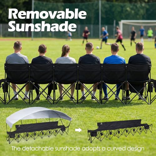 Nice C 6 Seat Folding Team Bench with Canopy & Cooler - Sports & Outdoor
