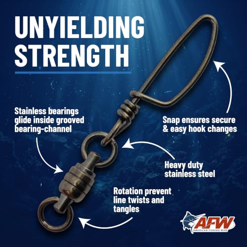 10 Pack Stainless Steel Ball Bearing Snap Swivels for Fishing - #9 450 lb Test