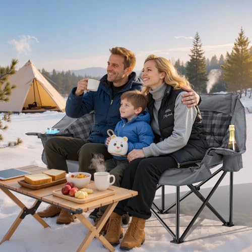 Huskfirm Heated Double Camping Chair with 3 Temperature Settings & USB Power