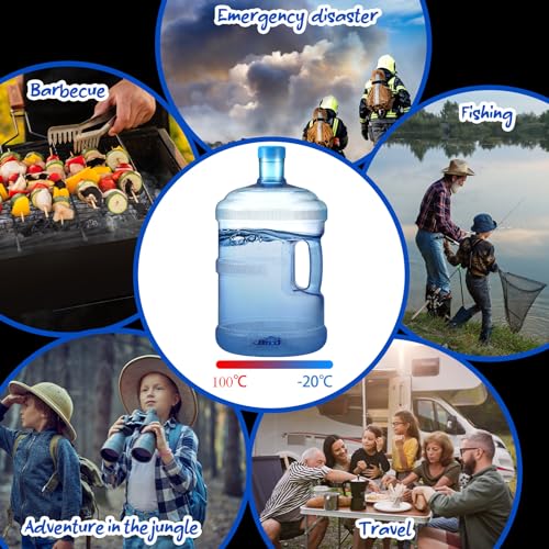 3 Gallon Water Jug Set - Reusable Plastic Water Bottles with Handles for Camping Outdoor Travel
