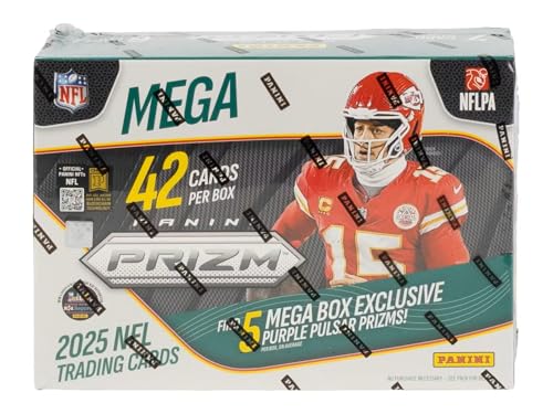 2025 Panini NFL Prizm Football Trading Card Mega Box Purple Pulsar Parallels