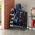Lauren & Harold Black Golf Bag Organizer Stand for Garage Storage - Fits 2 Golf Bags