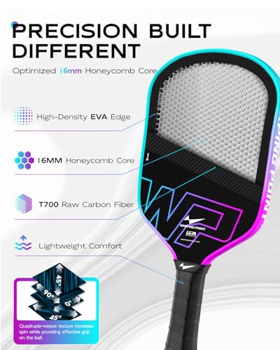 Warping Point Neon Gen 3 Pickleball Paddle - Gradient Blue Purple, UPA-A Approved, Triple-Layer T700 Carbon Fiber, 16MM EdgeFusion Core
