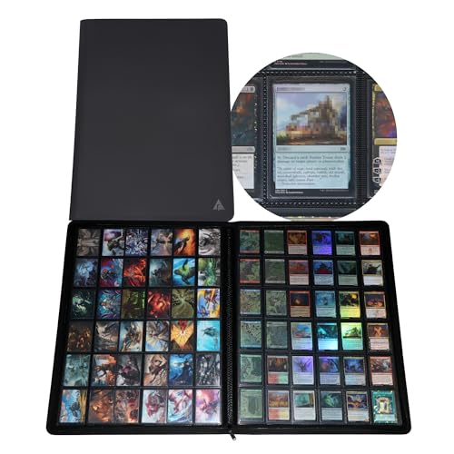 Rieton 36-Pocket Ringless Trading Card Binder - Holds 2304 Sleeved Cards, Black Variation