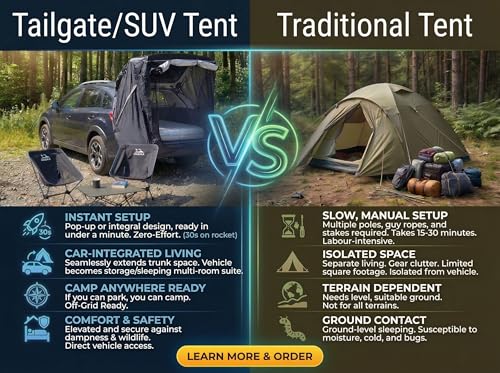 HASIKA Yellow SUV Tailgate Tent for Camping, 2-Person Car Awning, Quick Setup