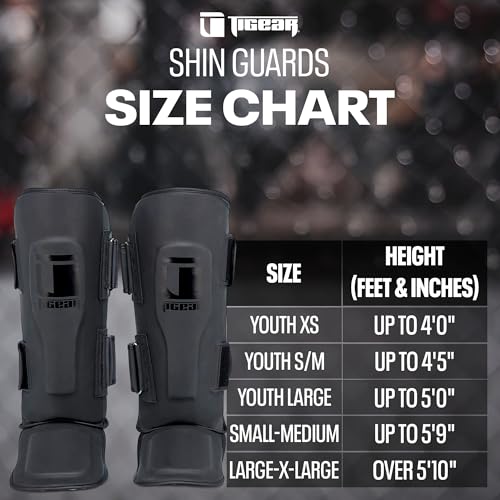 Tigear Prime 2.0 Shin Guards - MMA, Muay Thai & Kickboxing, Small-Medium