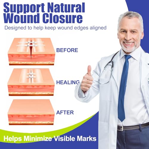 Wound Closure Strips for Skin 40 Pack Waterproof & Breathable First Aid