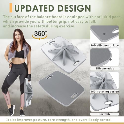 Advanced Gray 360° Large Wood Balance Board for Fitness & Therapy