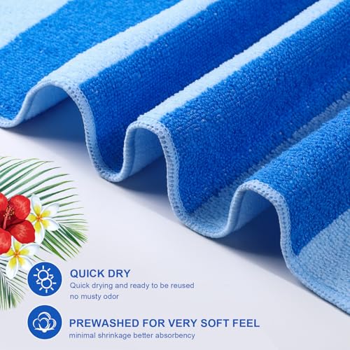 Redbaker Oversized Beach Towels Bulk Set 72x36 Inches Retro Color Vertical Stripe Microfiber Quick Dry for Women Men Adults