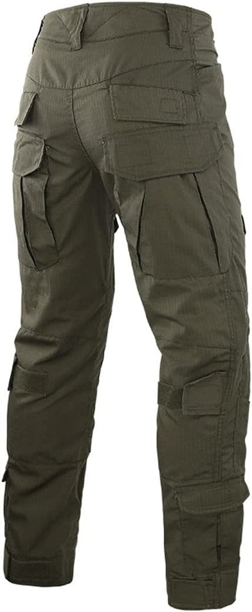 HARGLESMAN Men's Tactical Military Combat Uniform - Long Sleeve Shirt & Pants with Knee Pads