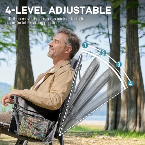 Ever Advanced Grey Reclining Camping Chair Supports 350lbs for Adults