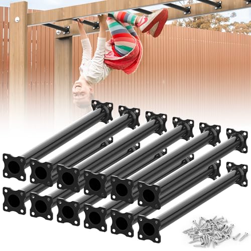 16.5 Inch Black Monkey Bars Kit - 12 Steel Rungs for Indoor & Outdoor Climbing