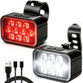 Black 10 LED Bike Light Set USB Rechargeable Front & Rear Bicycle Lights