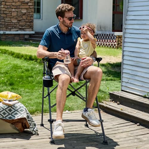 Ever Advanced Tall Foldable Camping Chair with Carry Bag Black - 31" Seat Height, Padded, Supports 300 lbs