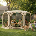 12x12 FT Pop Up Screen Tent - Mosquito Net Gazebo, UV Resistant, Beige