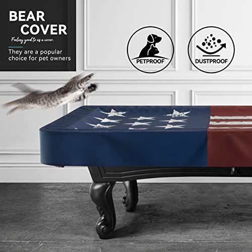 BEARCOVER Vintage 8FT Pool Table Cover Waterproof Leatherette with Stars & Stripes - Old Glory BC
