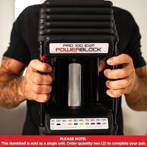 Adjustable Dumbbell PowerBlock Pro 100 EXP 5-40 lbs for Strength Training