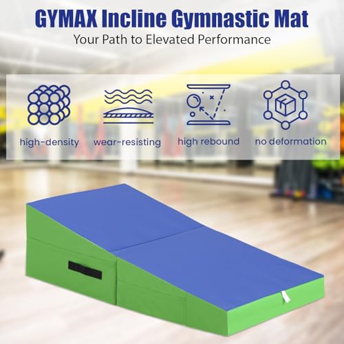 FDW Gymnastics Incline Exercise Mat - Foldable Yoga & Tumbling Mat with Non-Slip Surface
