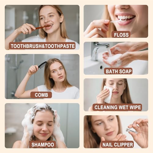 Gisdo Travel Size Toiletries Kit Pack of 50 - Individually Packed Personal Hygiene Sets for Men & Women