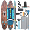 ZLX 11'6x35in Inflatable Paddle Board - Black Wood Wide Stable SUP for Adults