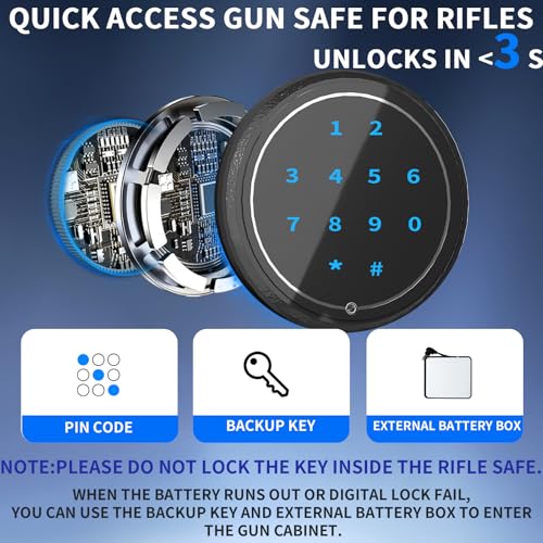 KAER Gun Safe for Rifles & Pistols with Electronic Lock, 3-5 Rifle Capacity