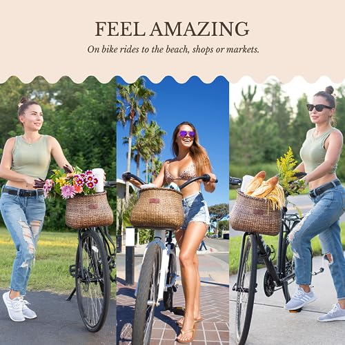 Warner's Wheels Handmade Bike Basket with Coffee Cup Holder - Stained, Front Mount for Cruiser Bikes
