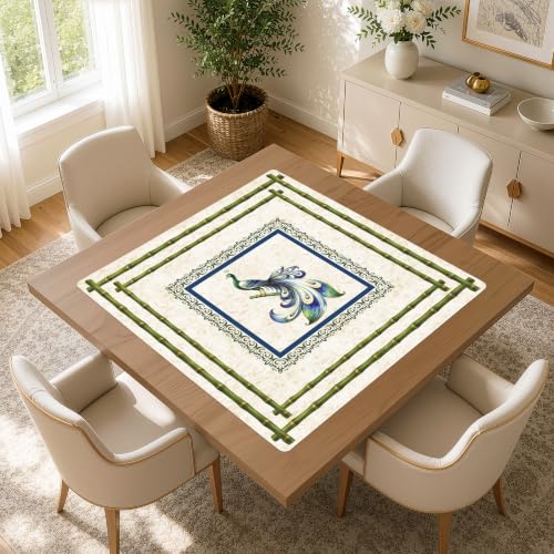 Green Classic Mahjong Mat for Table - Non-Slip Rubber, Travel Bag, 33x33 Inches