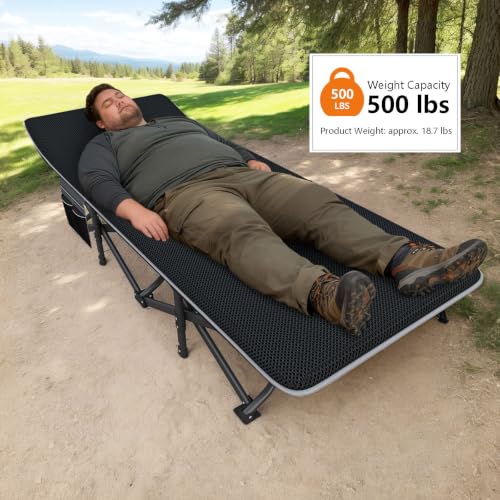 X-Large Camping Cot for Adults with Removable Cushion - Oversized Foldable Bed