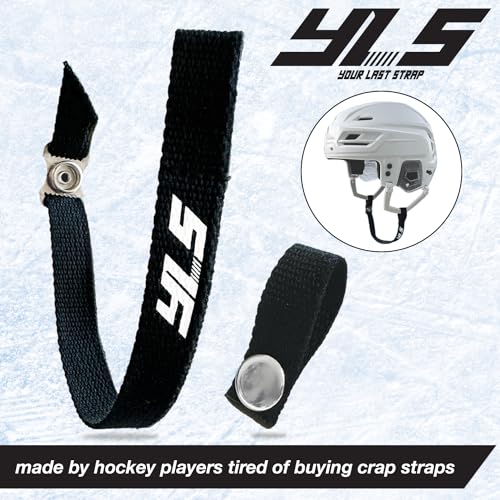 Black Hockey Helmet Chin Strap with Stainless Steel Snaps - Replacement Loop Kit