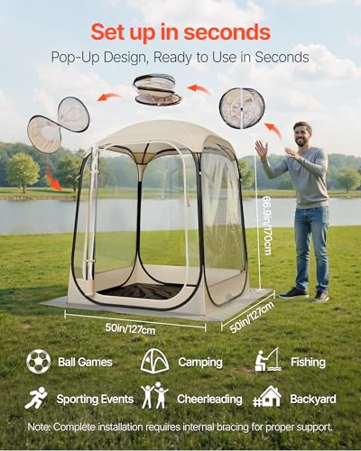 Pop Up Sports Tent with Clear Bubble Design - 50x50x67 Inches, Waterproof Outdoor Shelter