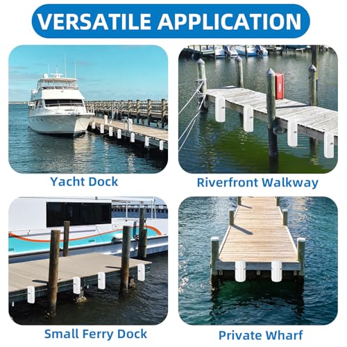 White 6 Pack Dock Bumper Fender for Boat Docking Protection, Marine Grade Vinyl