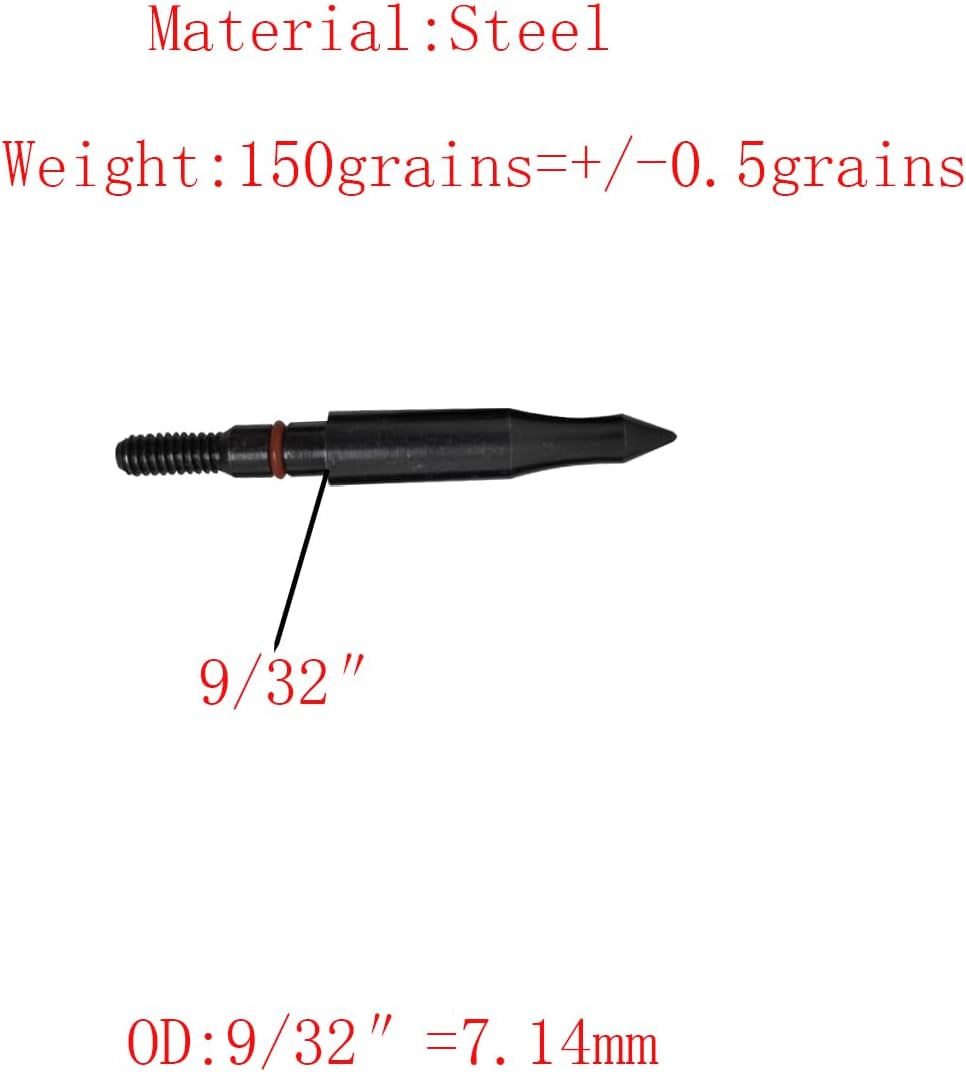 Skiennix Archery Field Points - Durable Steel Tips for Target Practice | 12-Pack (100/125/150/200 Grains)