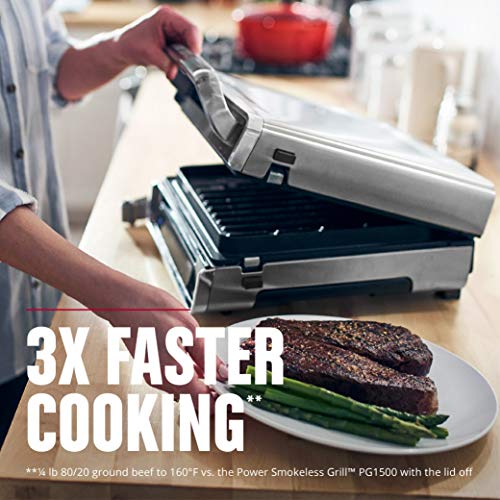 Smokeless Indoor Contact Grill - Digital Smart Control, Family Size, Stainless Steel