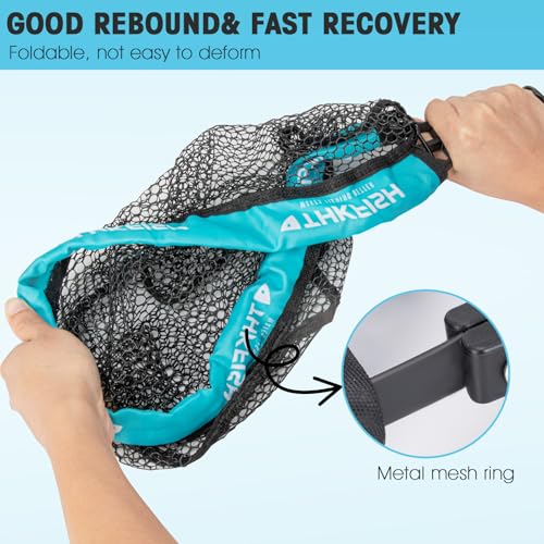 Foldable Fly Fishing Landing Net - Blue, Lightweight Portable Trout Net