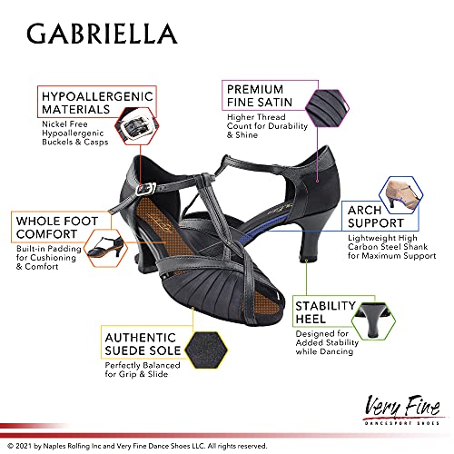 Very Fine Women's Gabriella Satin Ballroom Dance Shoes 2.5-inch Heel Black