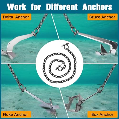 10FT 5/16 Inch Marine Grade Stainless Steel Boat Anchor Chain with Double Shackle - Deck Man