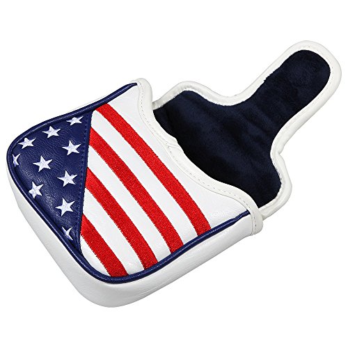 Large Putter Headcover with Magnetic Closure for Golf Clubs - USA Flag Design