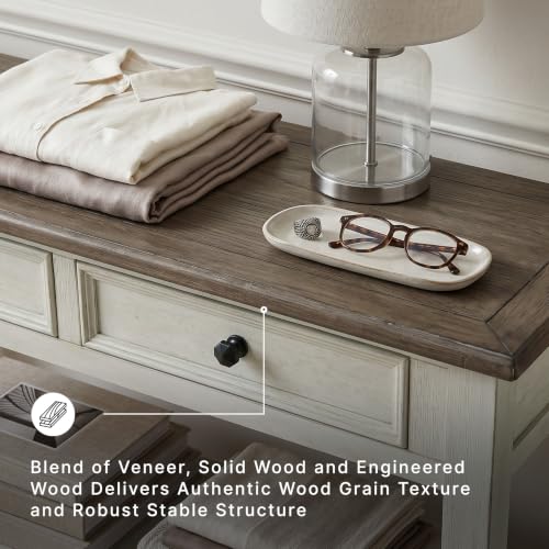 Whitewash Farmhouse Sofa Console Table with Storage - Signature Design by Ashley
