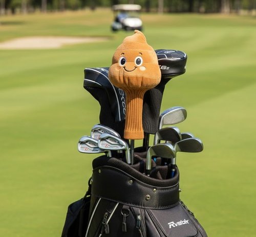 Funny Poop Face Golf Club Headcover – Plush Novelty Driver Head Cover with Cute Smile – Fits Most 460cc Drivers – Soft Protection & Unique Gift for Golf Lovers