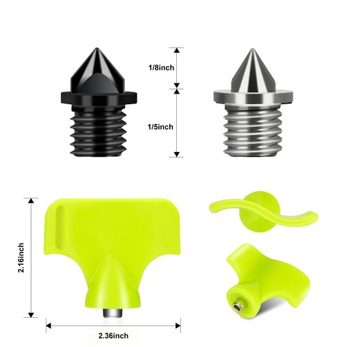 Nuolifee 3.2mm 1/8 Inch Track Spikes, 100 Pieces Hard Steel Spikes for Track Shoes, Track and Cross Country Spikes with Spike Wrench, Replacement Spikes for Sprint Sports Short Running Shoes