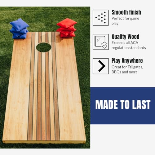 Tailgating Pros Regulation Cornhole Boards Set with 8 Bean Bags & Carrying Case