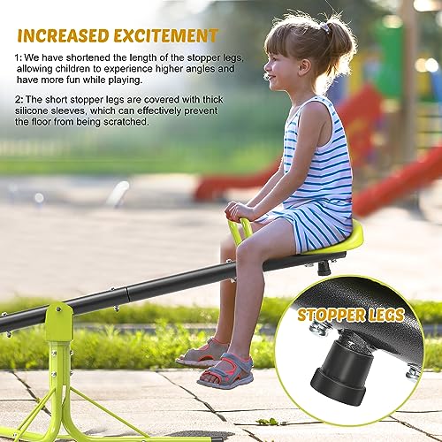 Iyoyo Light Green Spinning Seesaw for Kids Ages 3-8 Outdoor Playground Toys with Safety Handles