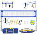 Vbneto Blue Volleyball Net for Backyard No Sagging Heavy Duty Outdoor Portable Set with Poles, Adjustable Height, Includes Volleyball & Carry Bag